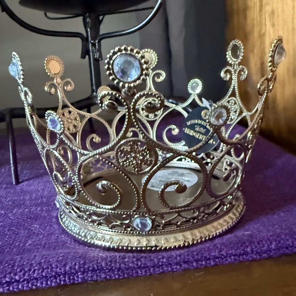 🔥 LARGE BATH & BODY WORKS crown with bling 3- wick candle holder GREAT PRICE